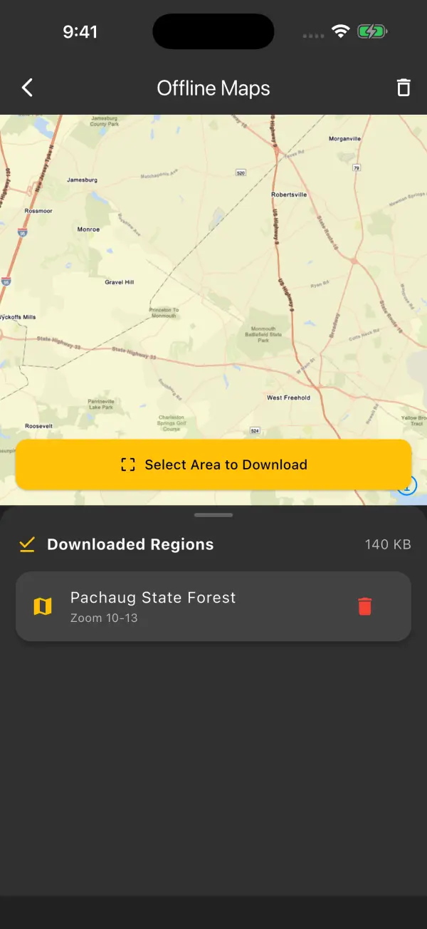 Offline Maps with a downloaded region